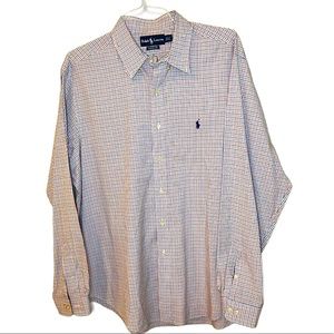 Ralph Lauren Men’s Classic Fit Button Down Dress Shirt Red, Blue, White